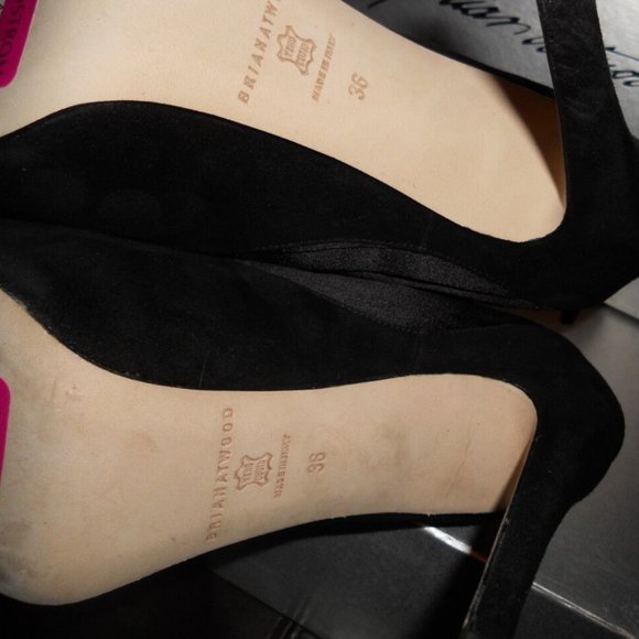 Brian Atwood DASHA Suede Satin Platform Ankle Booties Boots Shoes - Picture 12 of 12